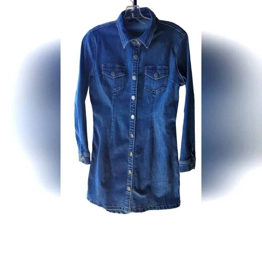 Velvet Heart Snap Long Sleeve Jean Dress  Small